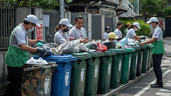 “Waste collection service team removing household garbage responsibly, organized disposal,