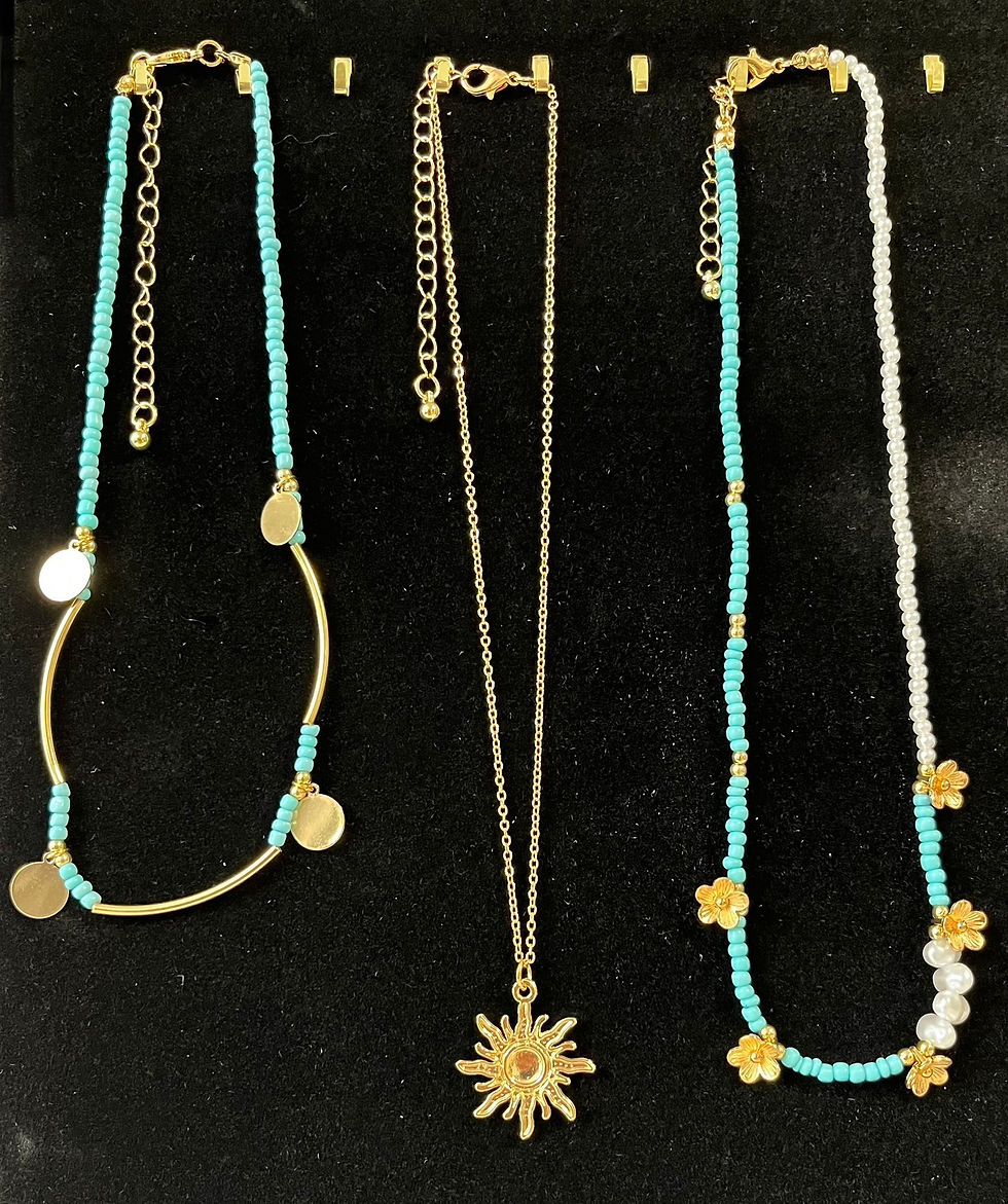 Thumbnail: Celestial Sun Flower Beaded 3pcs Necklace Set