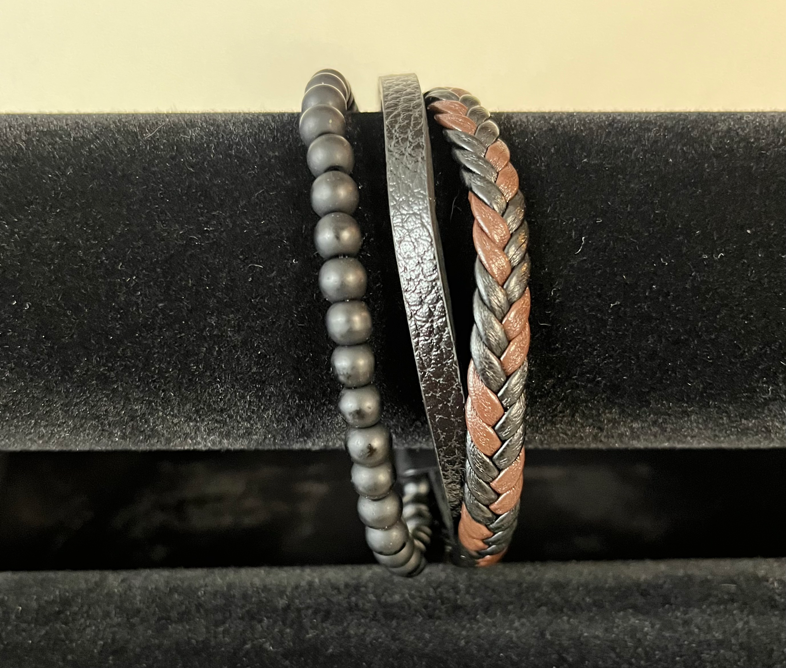 Frosted Beads Leather Bracelet