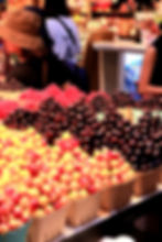baskets of berries in granville island market