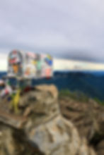 Mailbox on top of a mountain with mount rainier in the background