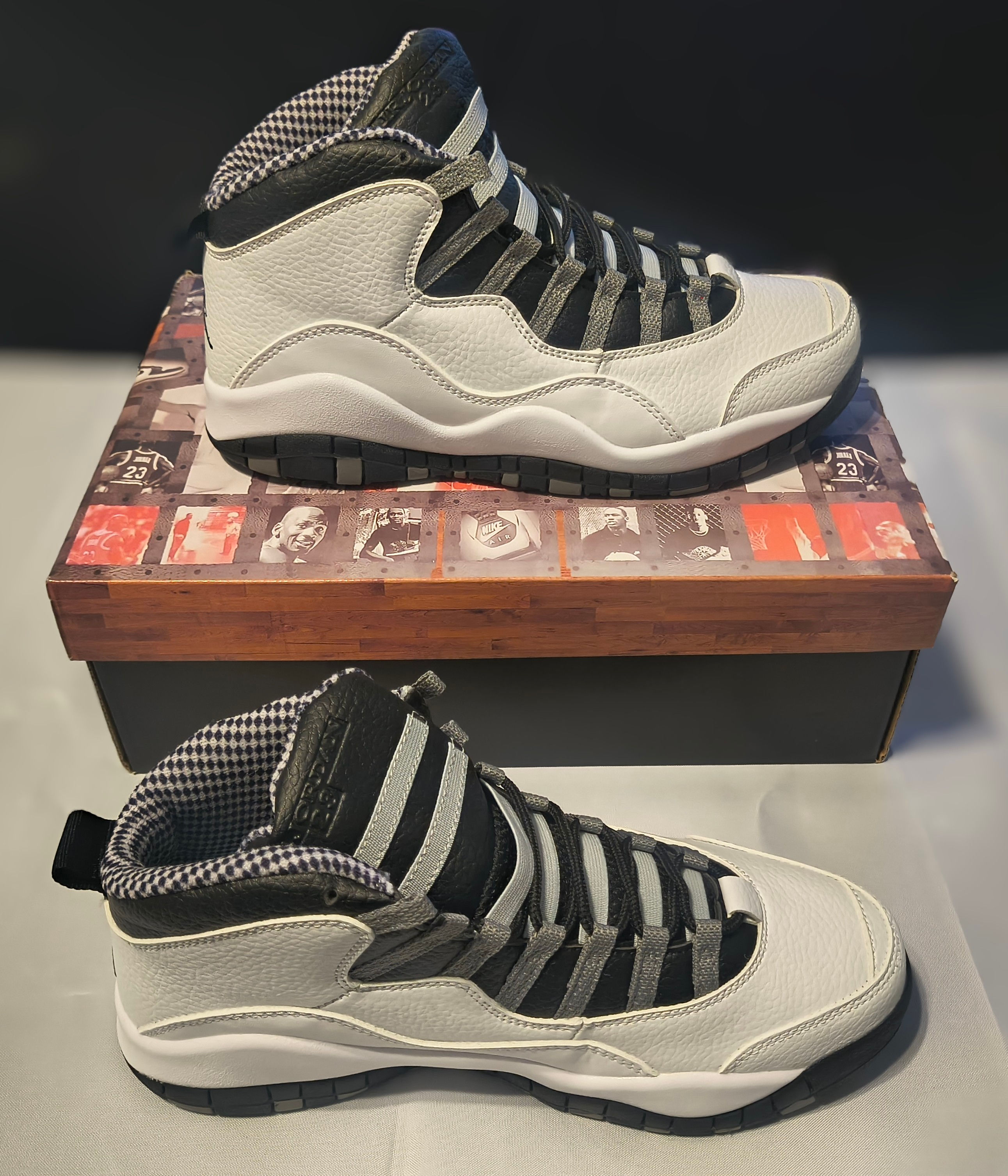 White and Black Jordan 10s