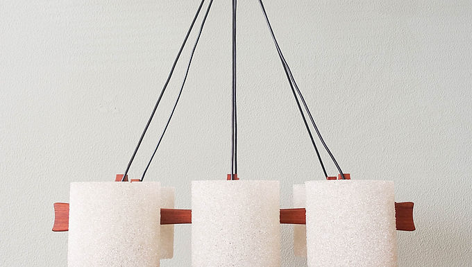 Scandinavian Hanging Lamp In Teak And Perspex Granite, 1960's
