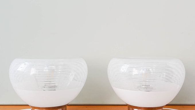 Pair of Vintage Italian Murano Tessuto Lamp, 1970's