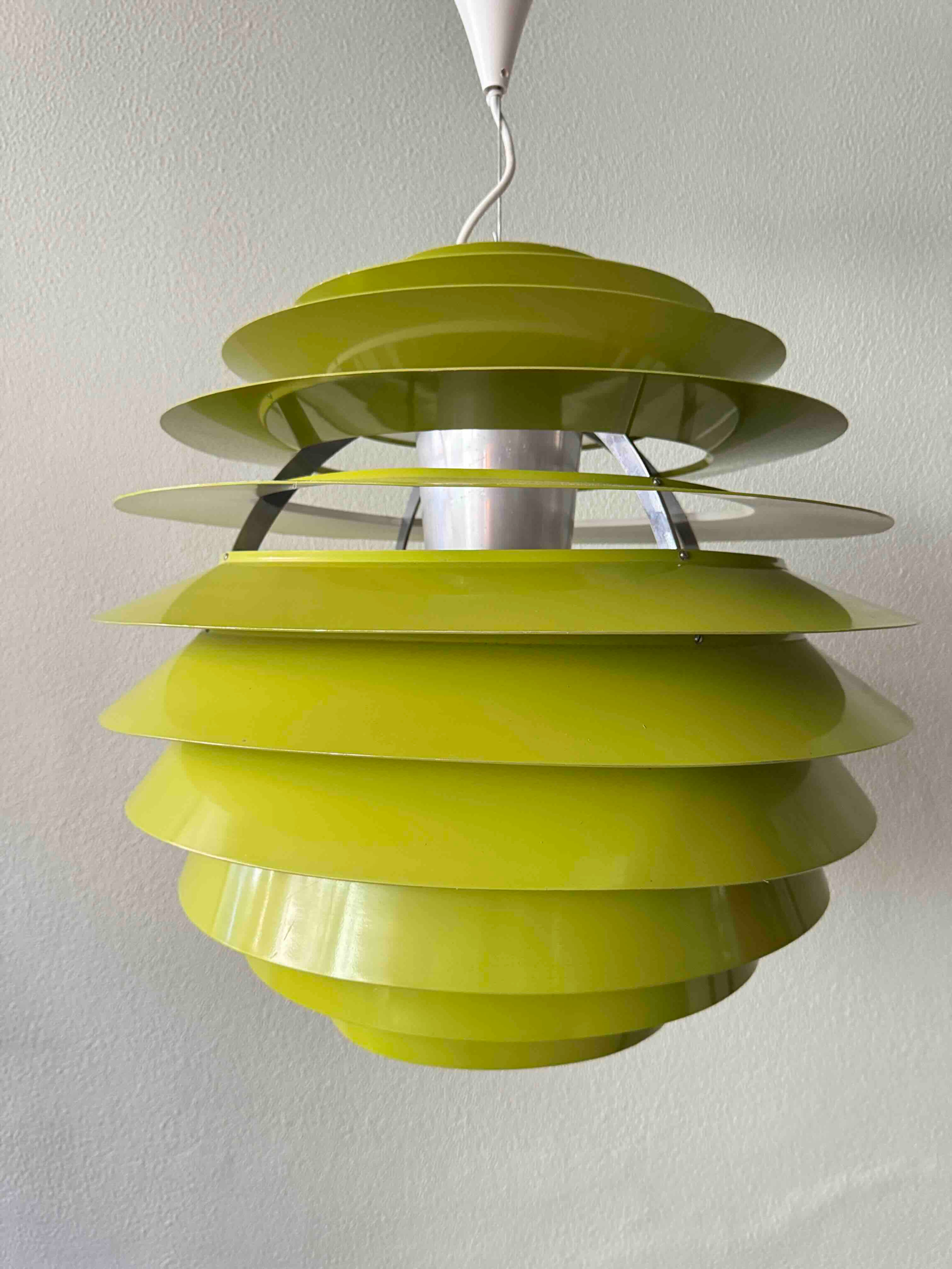 Poul Henningsen PH Louvre Olive Green Pendant Light Louis Poulsen Danish Vintage