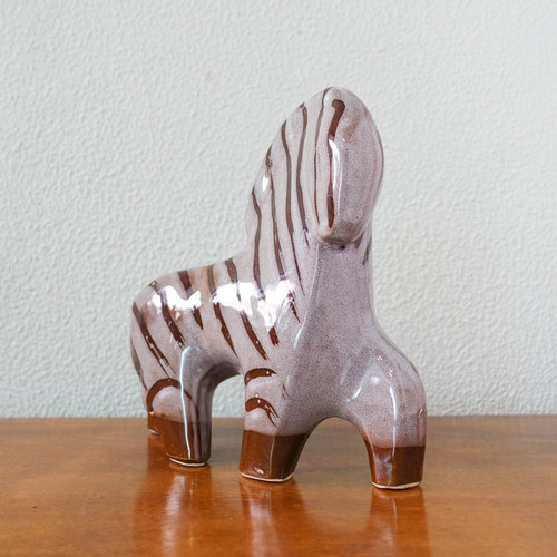 Vintage Ceramic Zebra in the Style of Taisto Kaasinen for Arabia