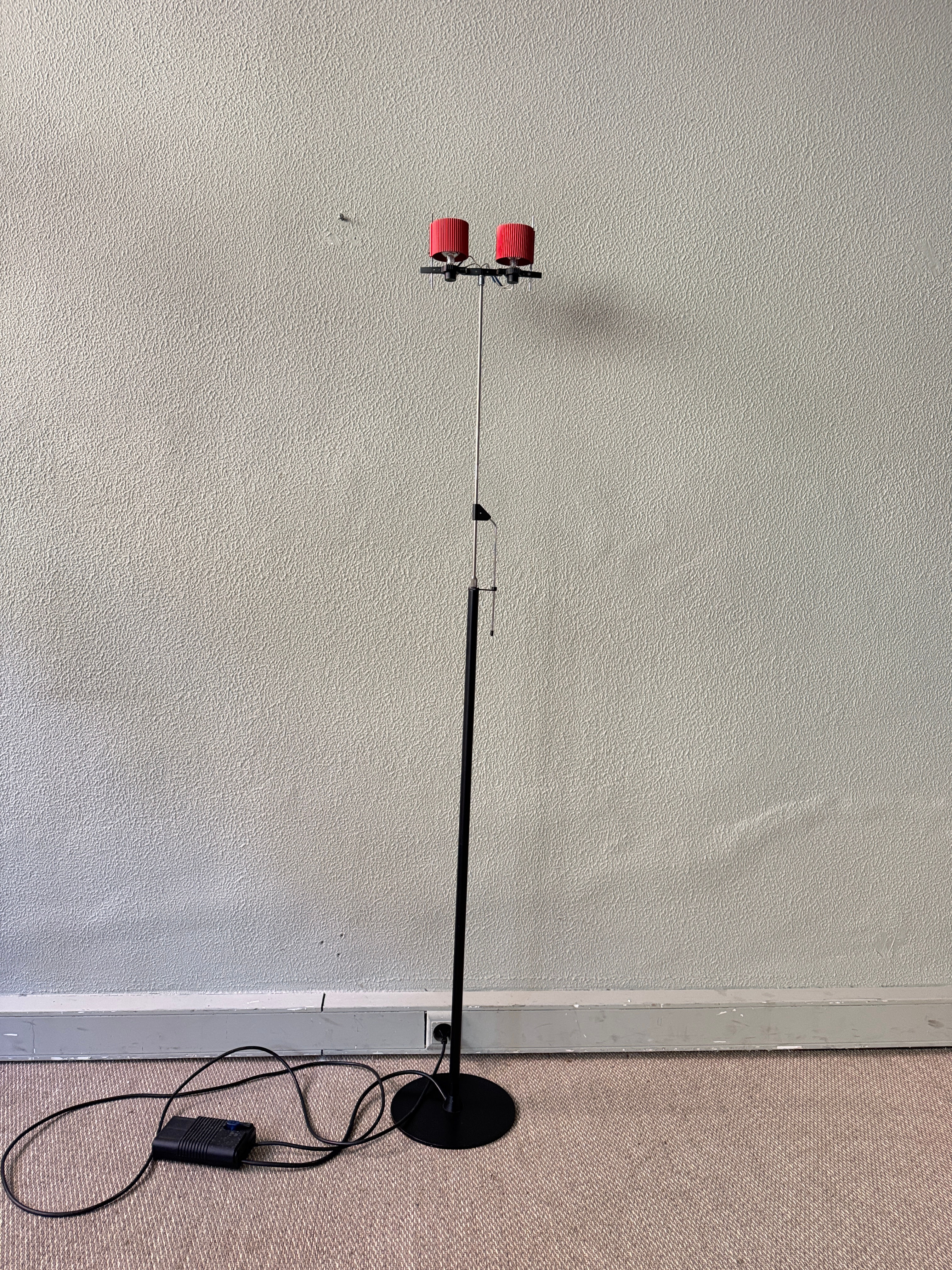 Lucitalia KRI Floor Lamp Red Metal Adjustable Italian Postmodern Halogen Light