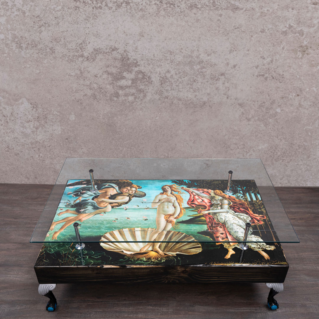 Birth Of Venus Coffee Table with Glass Top