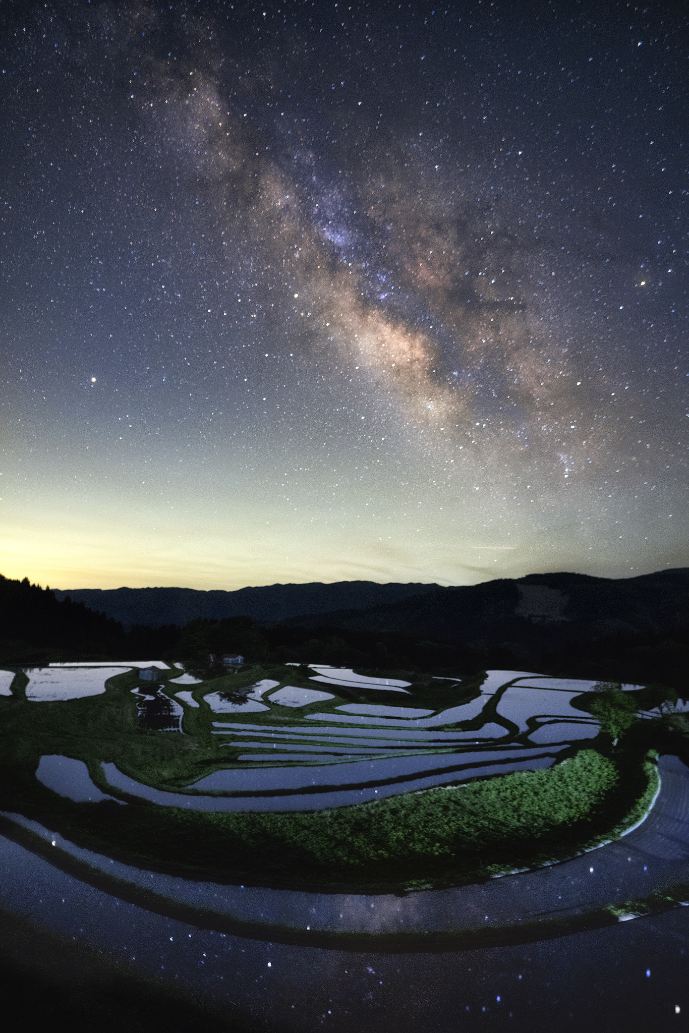 The Milky Way, Paddy Fields and Reflection