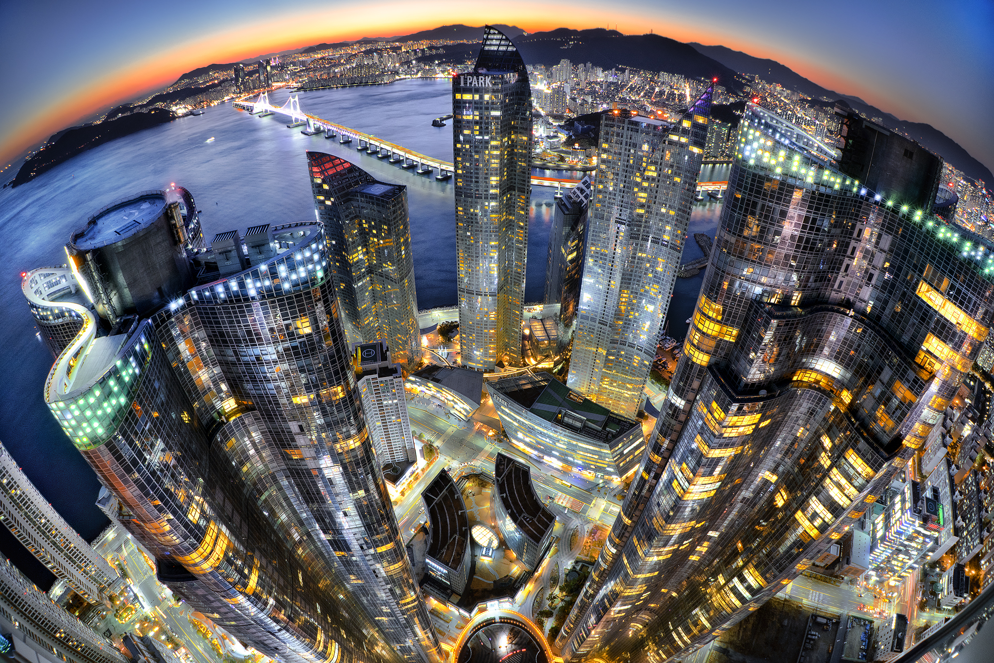 City of magic hour Night view