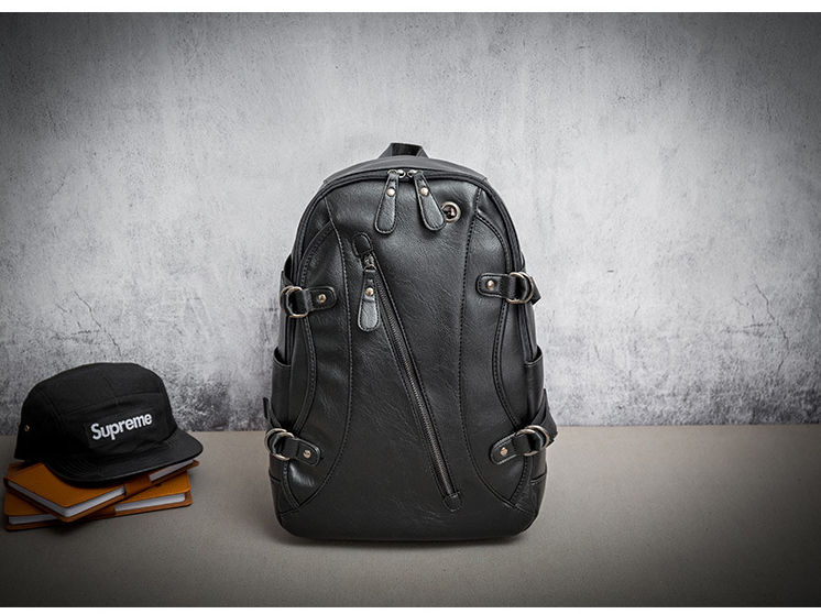 Miniature : Solid Black Leather Bag Badiya