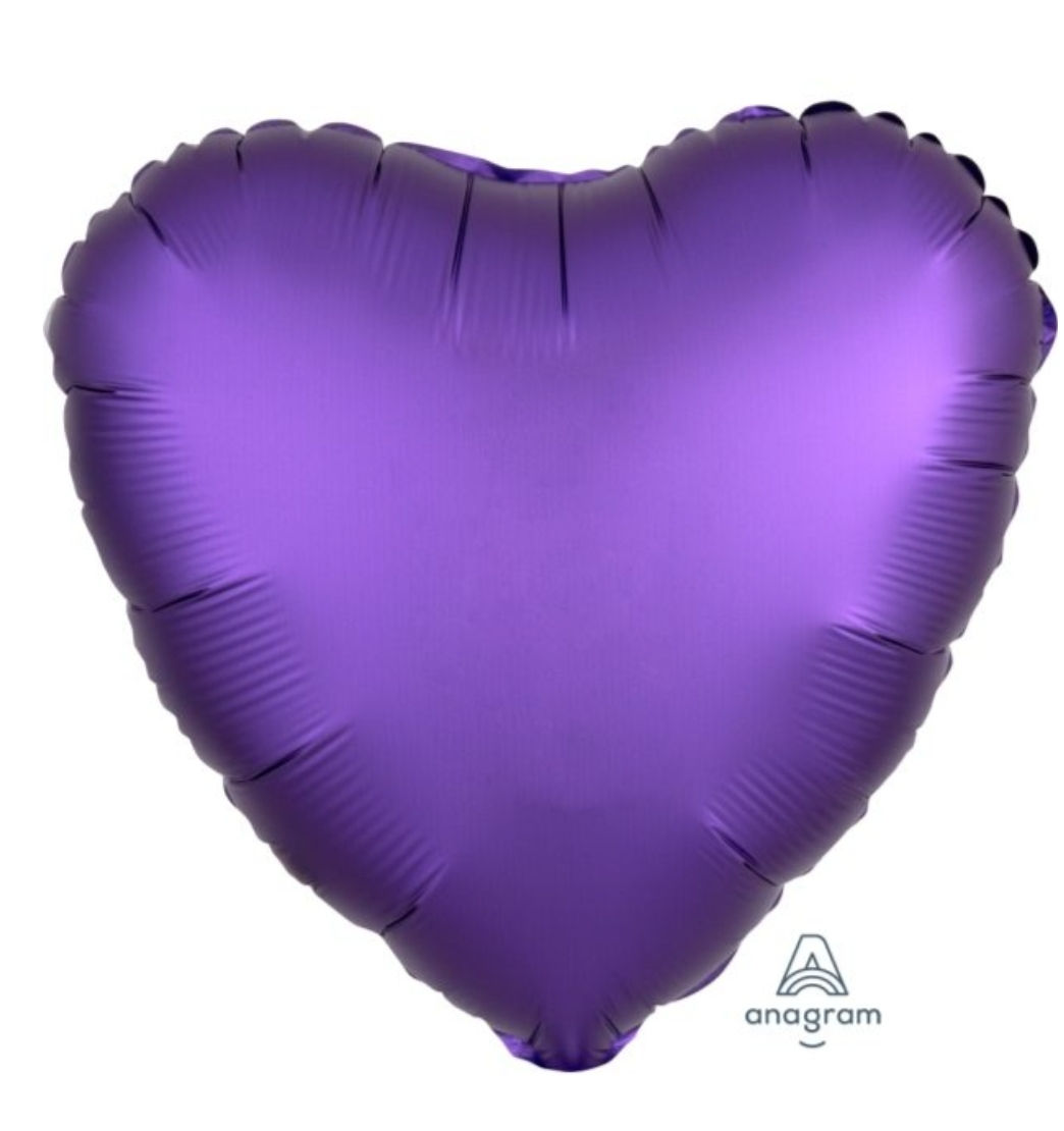 Purple Royal Foil Heart - Satin Luxe 45cm
