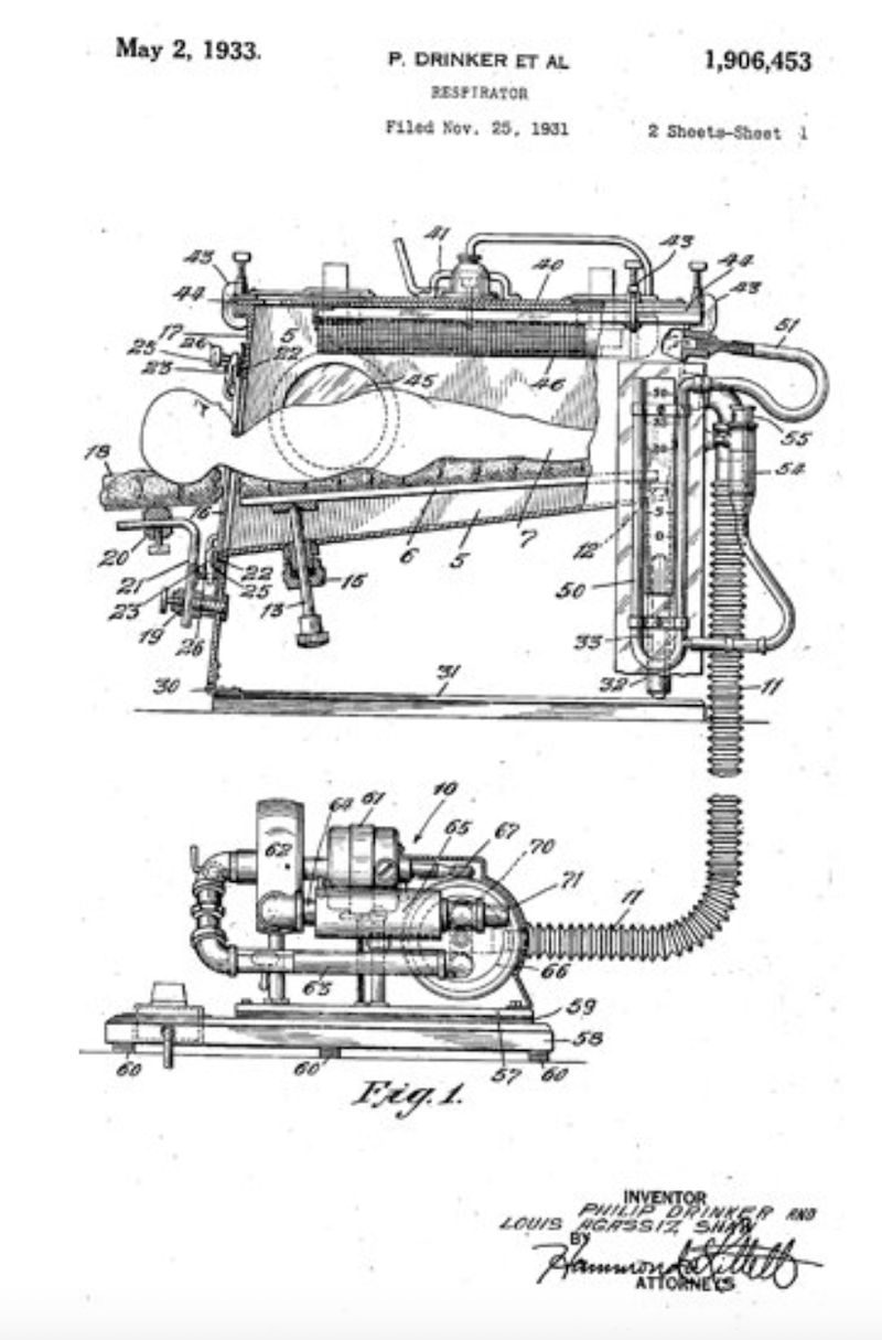 Drinker and Shaw’s Patent Application for The Iron Lung.