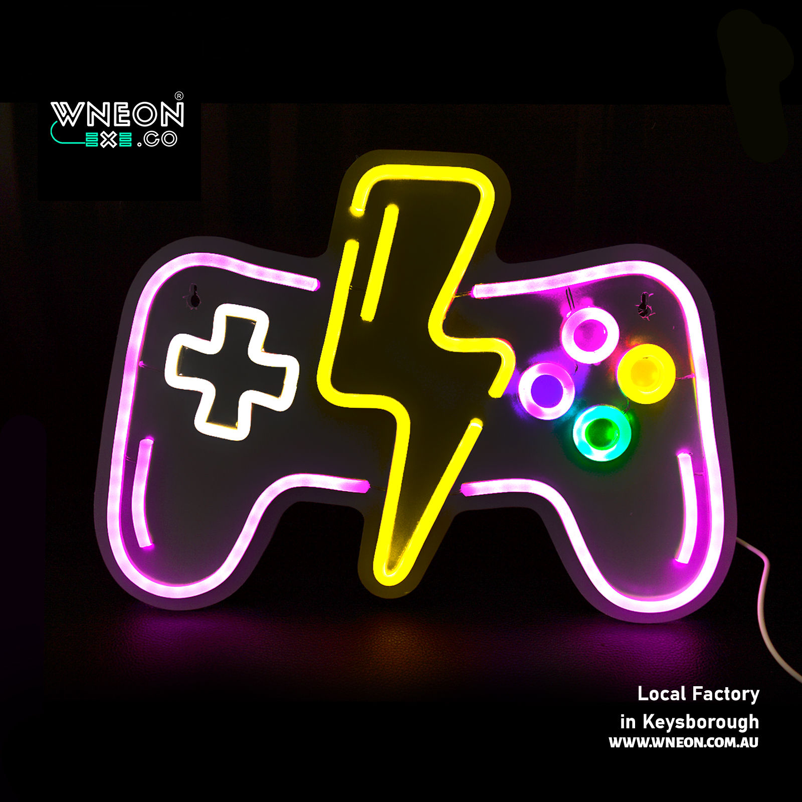 Gamepade with thunder PINK 40cm LED neon light home decoration