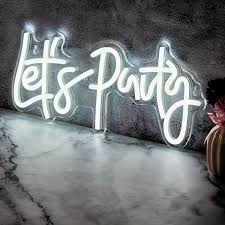 Thumbnail: Let's Party Neon Sign, LED Neon Light Signs for Wall, USB Letter Party Neon Art