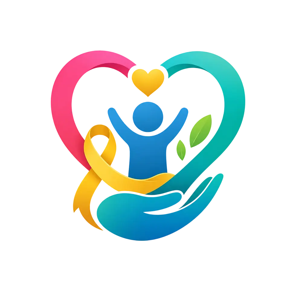 Heart logo with a child and childhood cancer ribbon