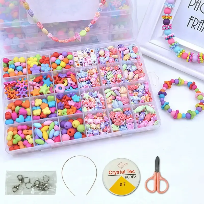 Children's DIY Beaded Jewelry Making Set with 24 Compartments
