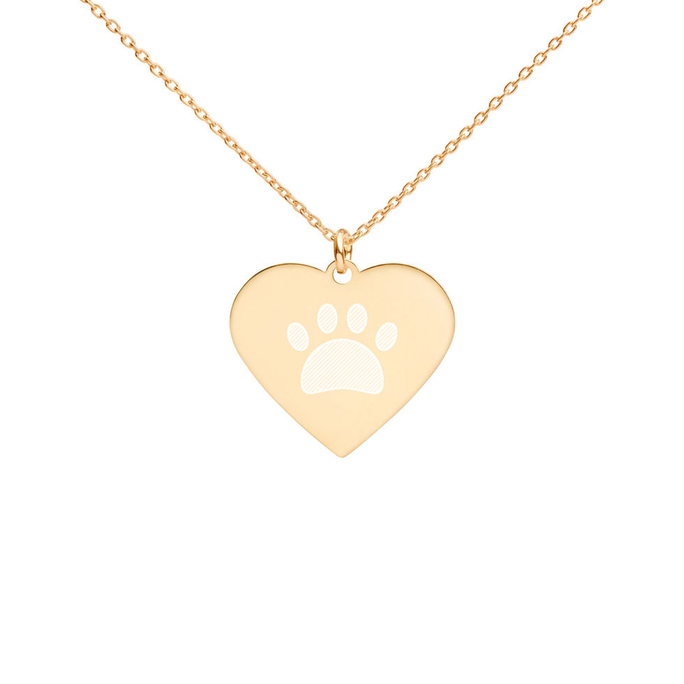 Thumbnail: Paw Print Engraved Heart Necklace