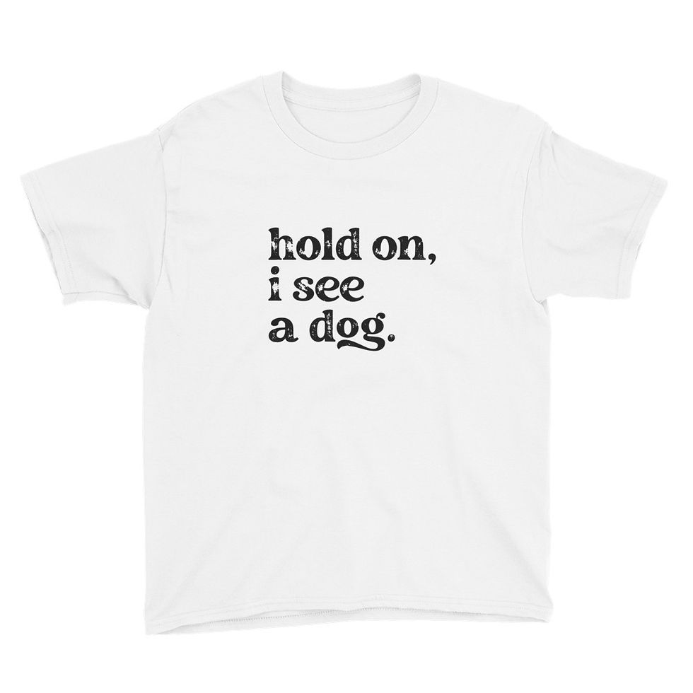 Thumbnail: Hold On I See A Dog Youth Short Sleeve T-Shirt