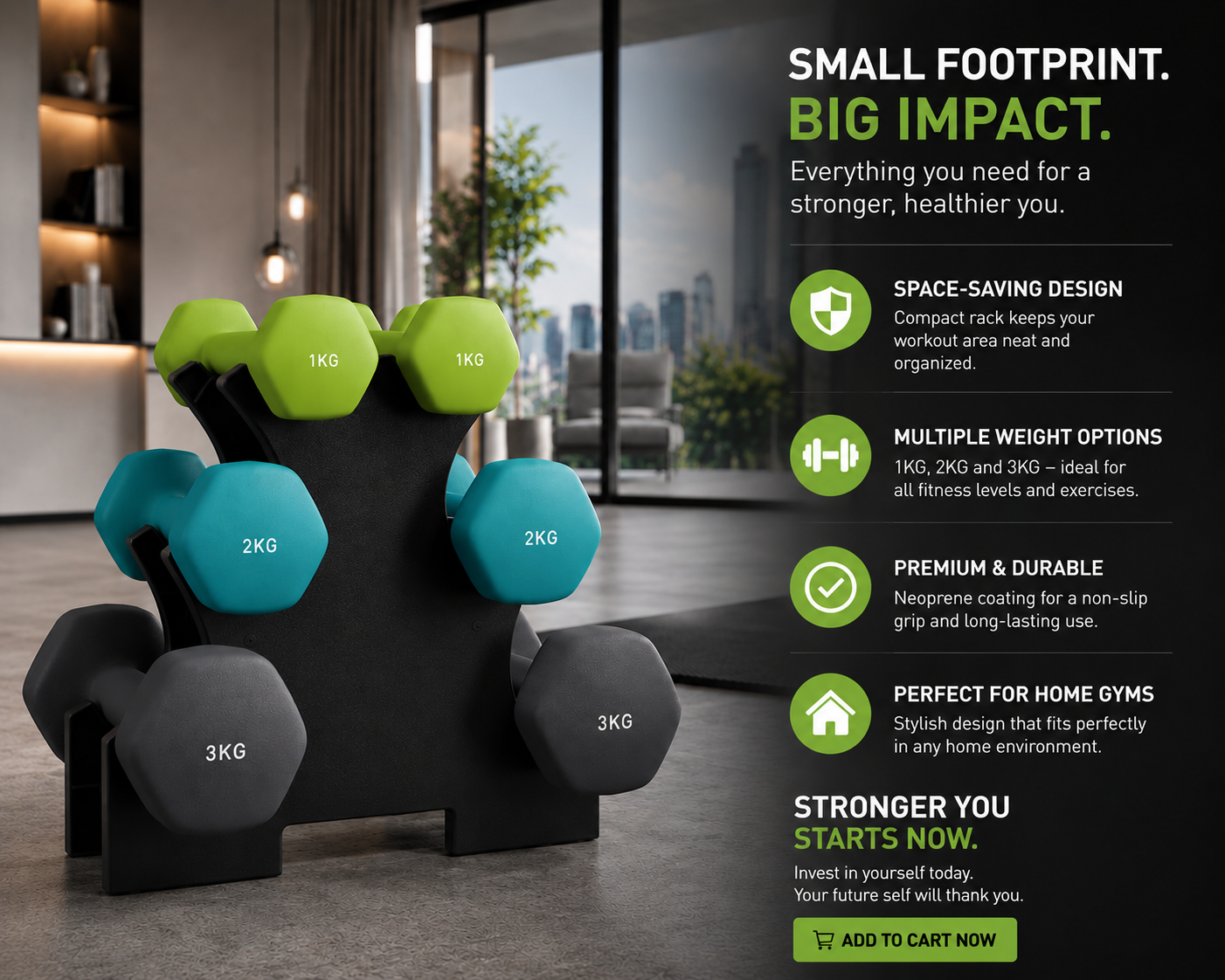 SONGMICS Neoprene Dumbbell Set – Colour-Coded Weight Set with Storage Rack
