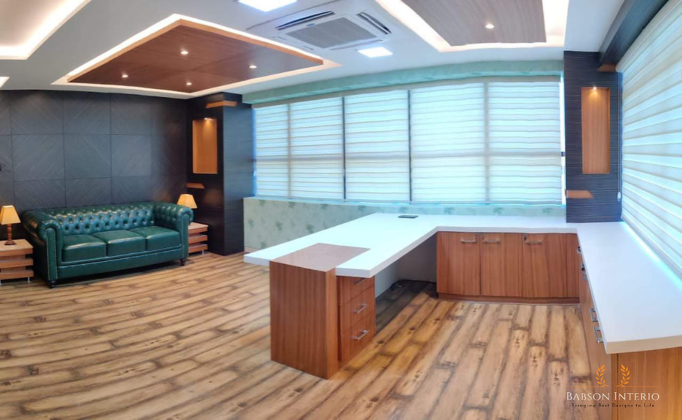 High angle view of a well-lit modern kitchen with functional layout