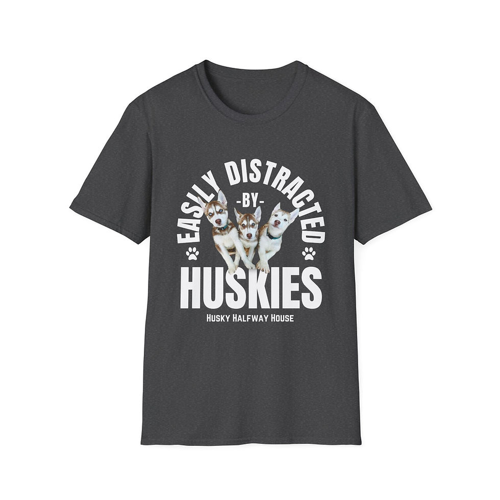 Thumbnail: Easily Distracted by Huskies-Unisex Softstyle T-Shirt