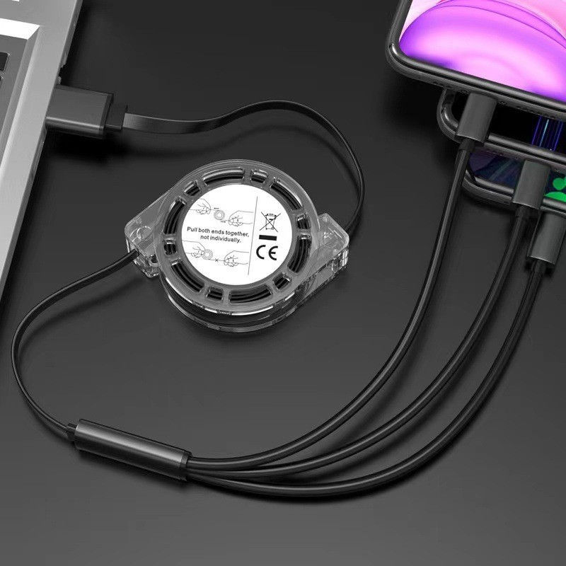 Miniatura: 3-in-1 Retractable Charging Cable for Mobile Phones