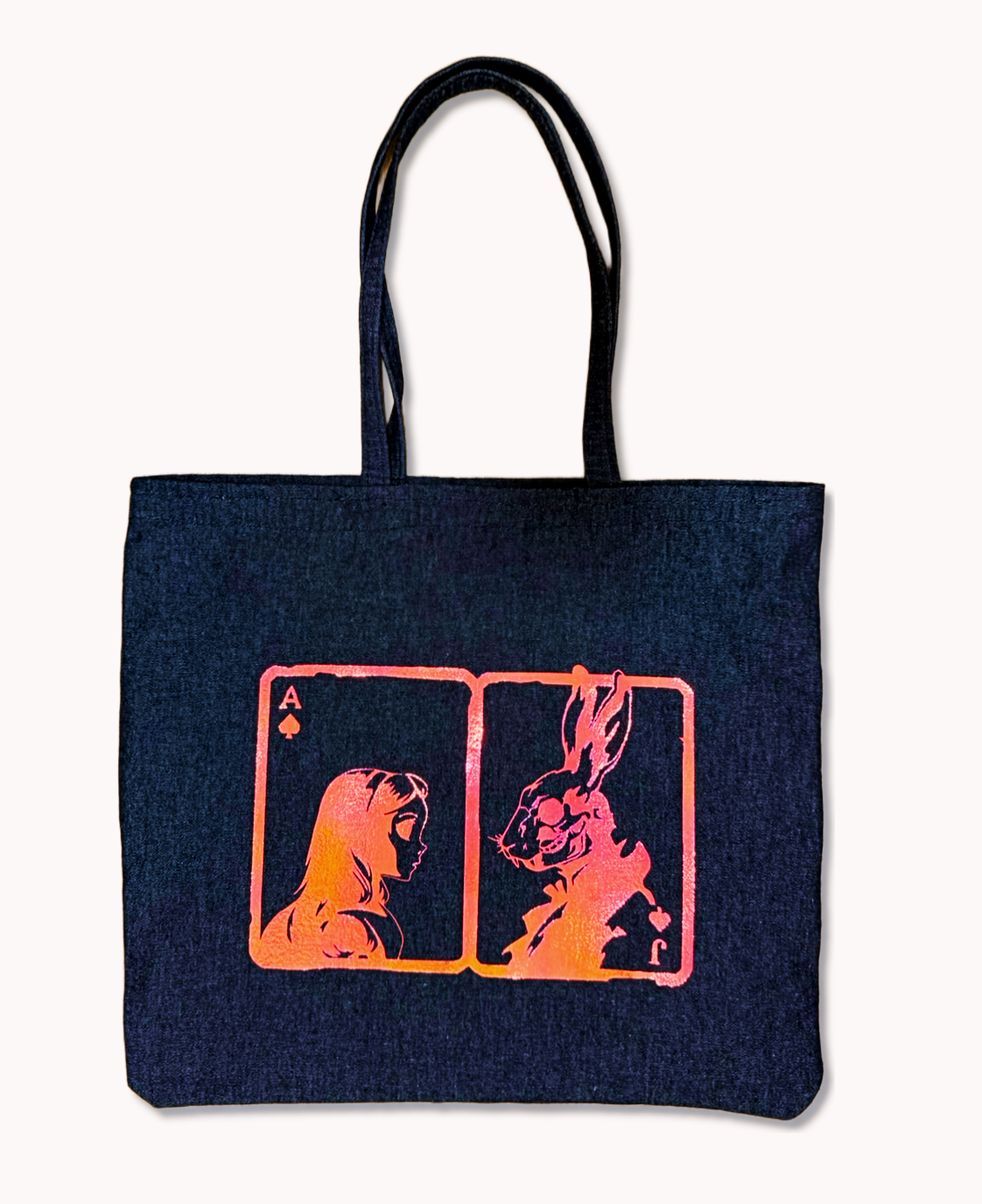 Dark Rabbit denim tote bag