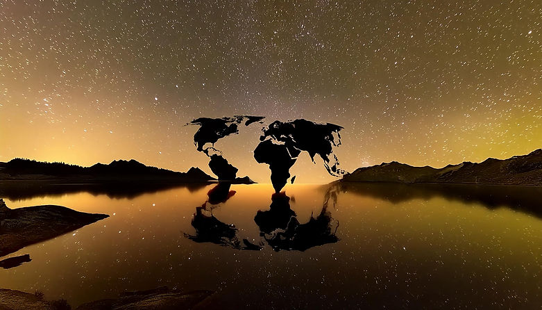 Firefly 2d world map in the center . shadows for 3D look. 4k. aurora light elements 57251.