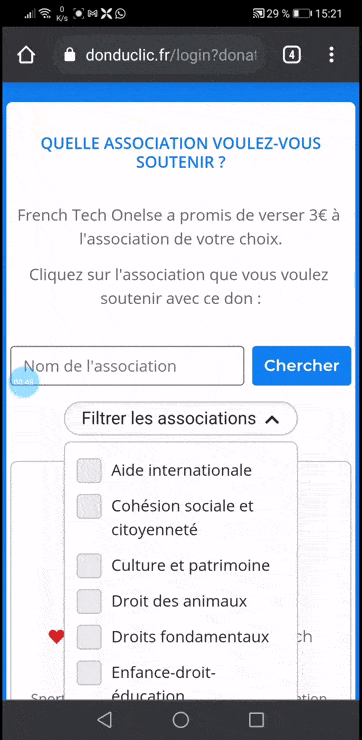 un don du clic au complet sur téléphone_