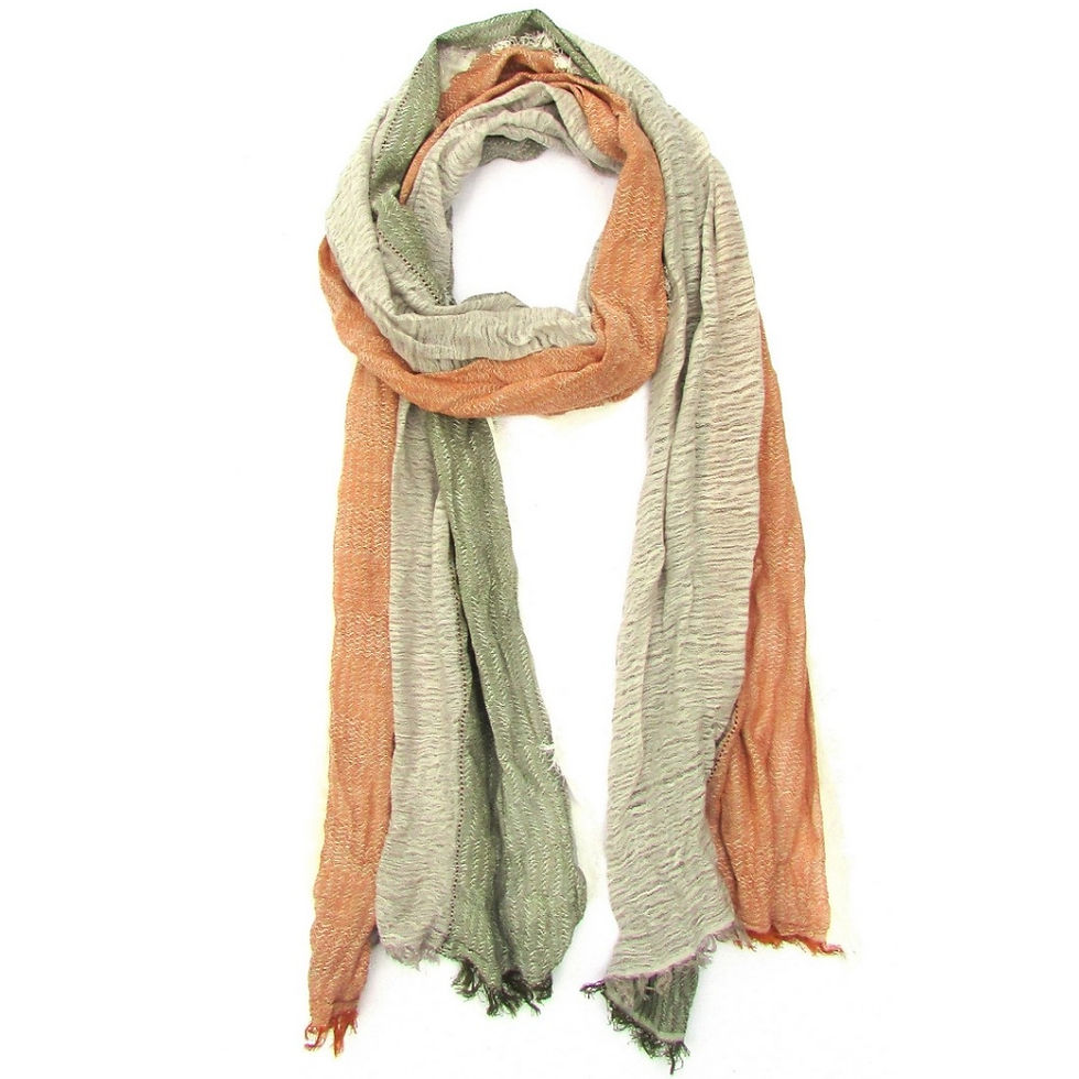Thumbnail: Turkish Cotton Blend Fringed Hobo Scarf Tobacco/Green/White