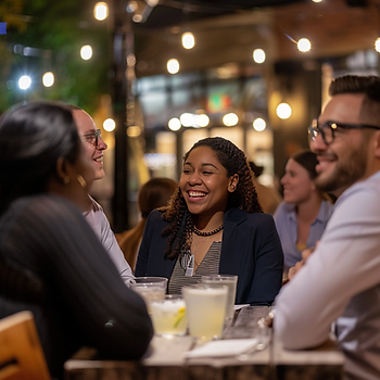 People enjoying dinner outside