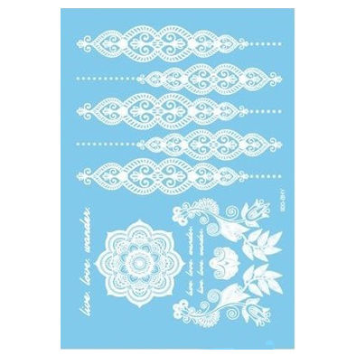 קעקוע זמני לבן קישוט סטייל חינה פרחים