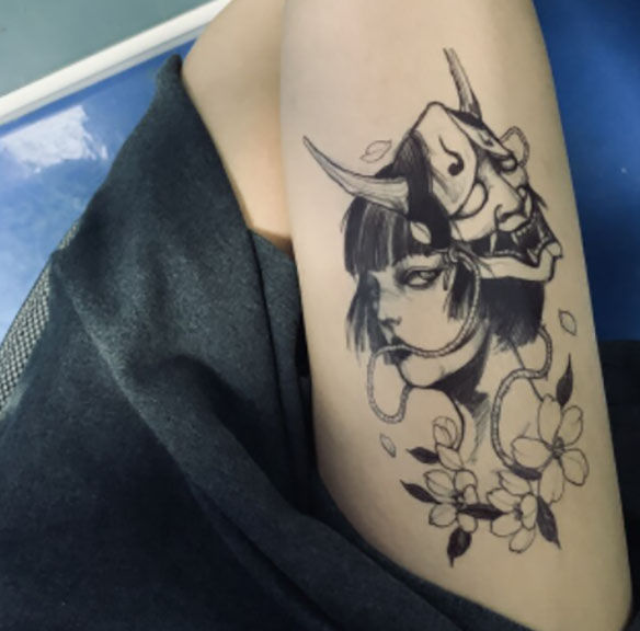 קעקוע זמני אישה מסיכה, קעקוע יפני