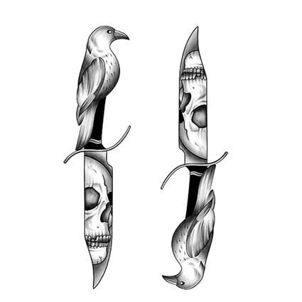 קעקוע זמני סכינים ציפורים | קעקוע לשבוע