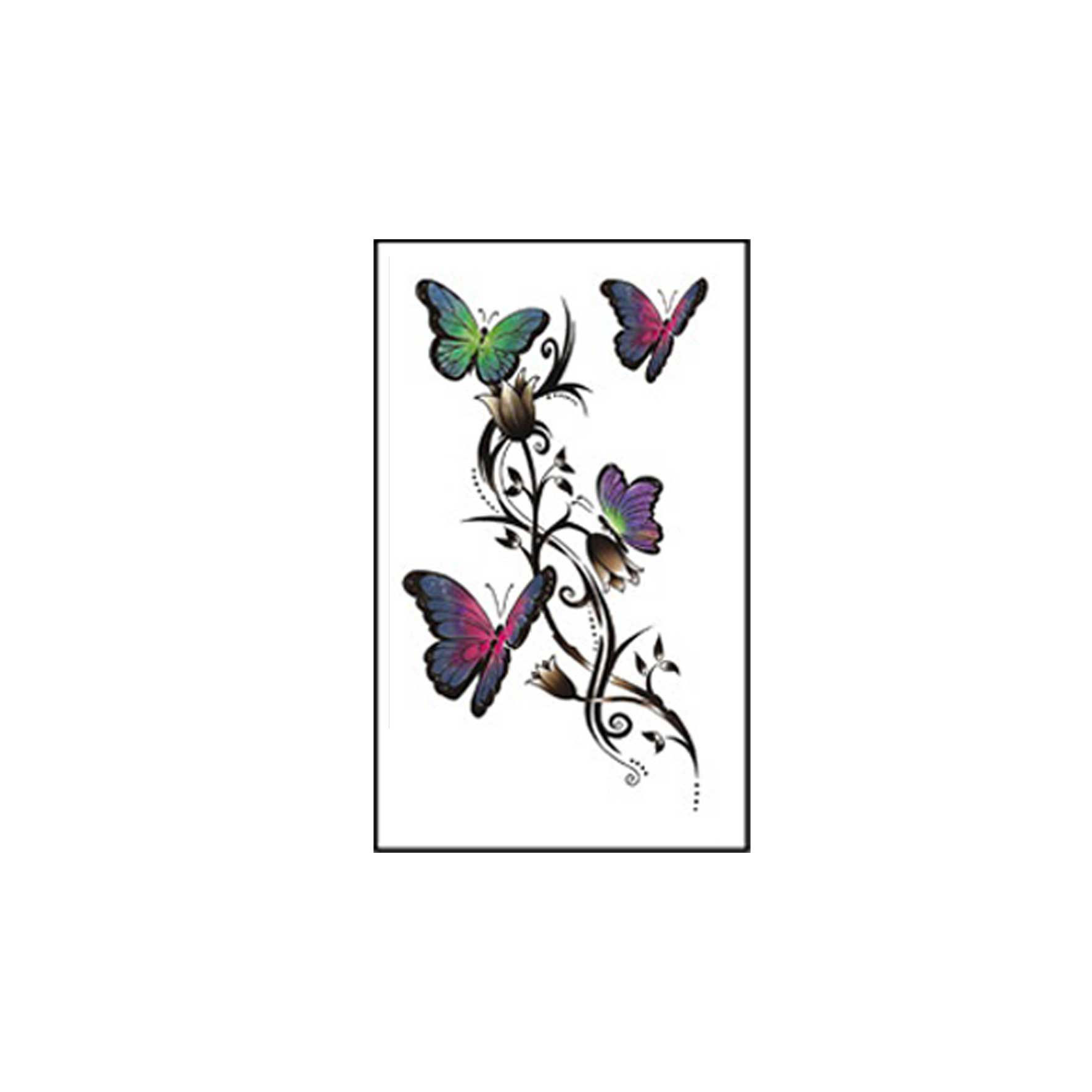 קעקוע זמני פרפרים פרחים  | קעקוע מים