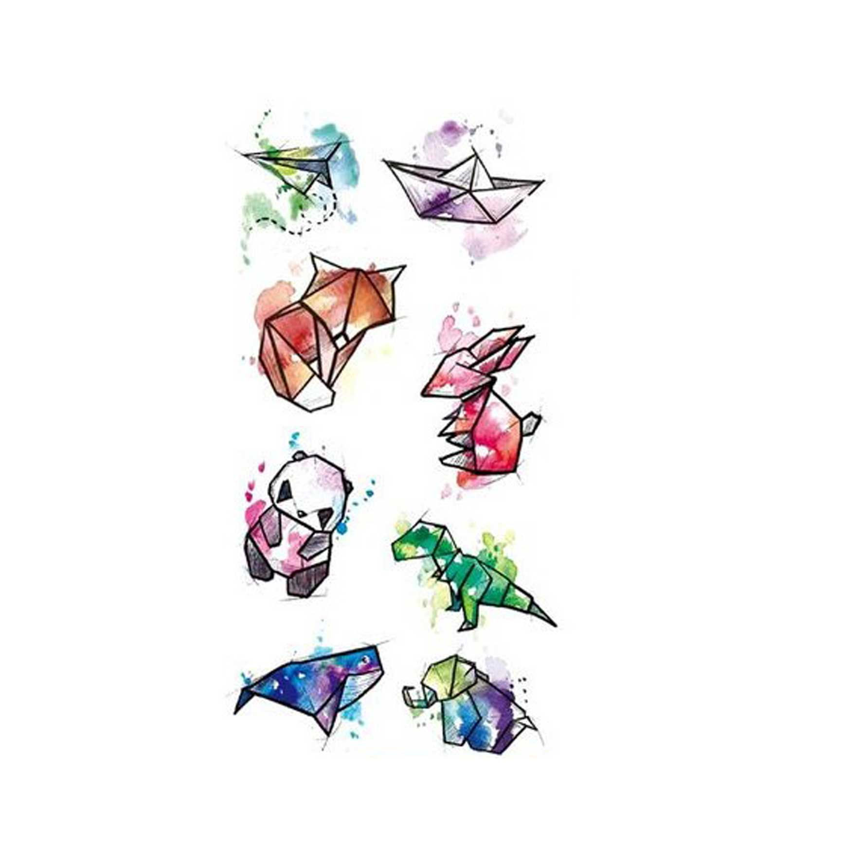 סט קעקועים אוריגמי חיות