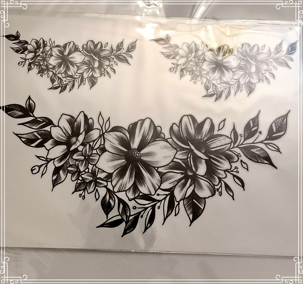 קעקוע זמני פרחים חזה שרשרת סט