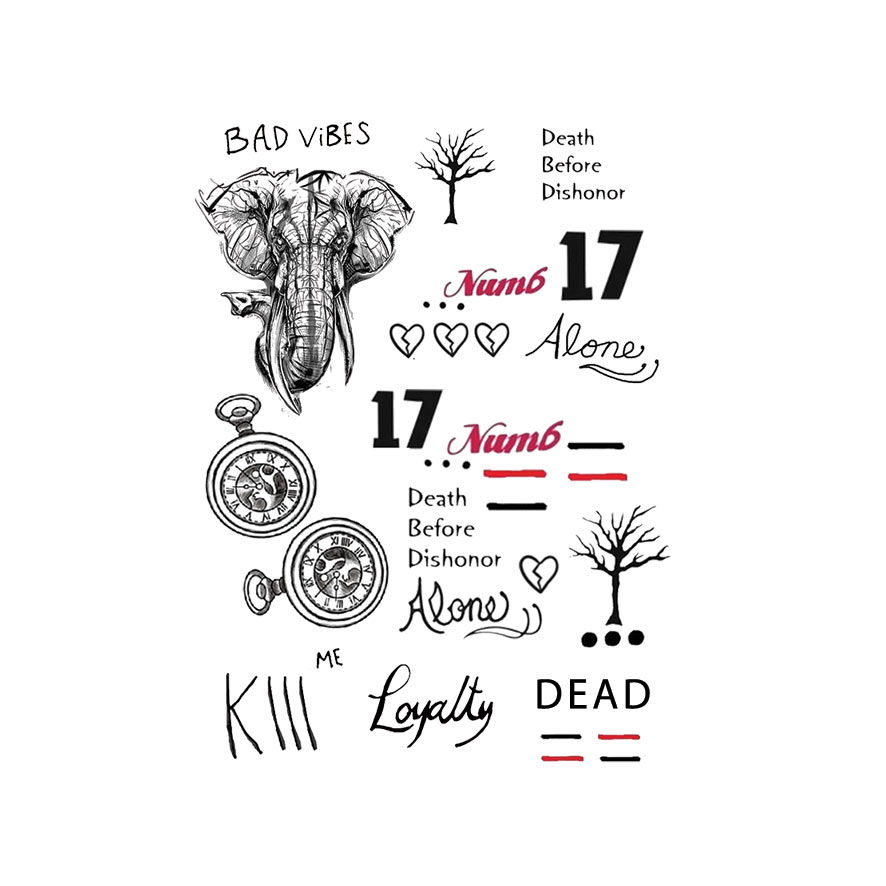 xxxtentacion-tattoos | סט קעקועים זמני ראפר עדין למים