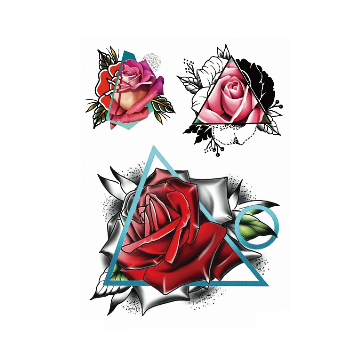 triangular flowers temp tattoo |   1משולשי פרחים