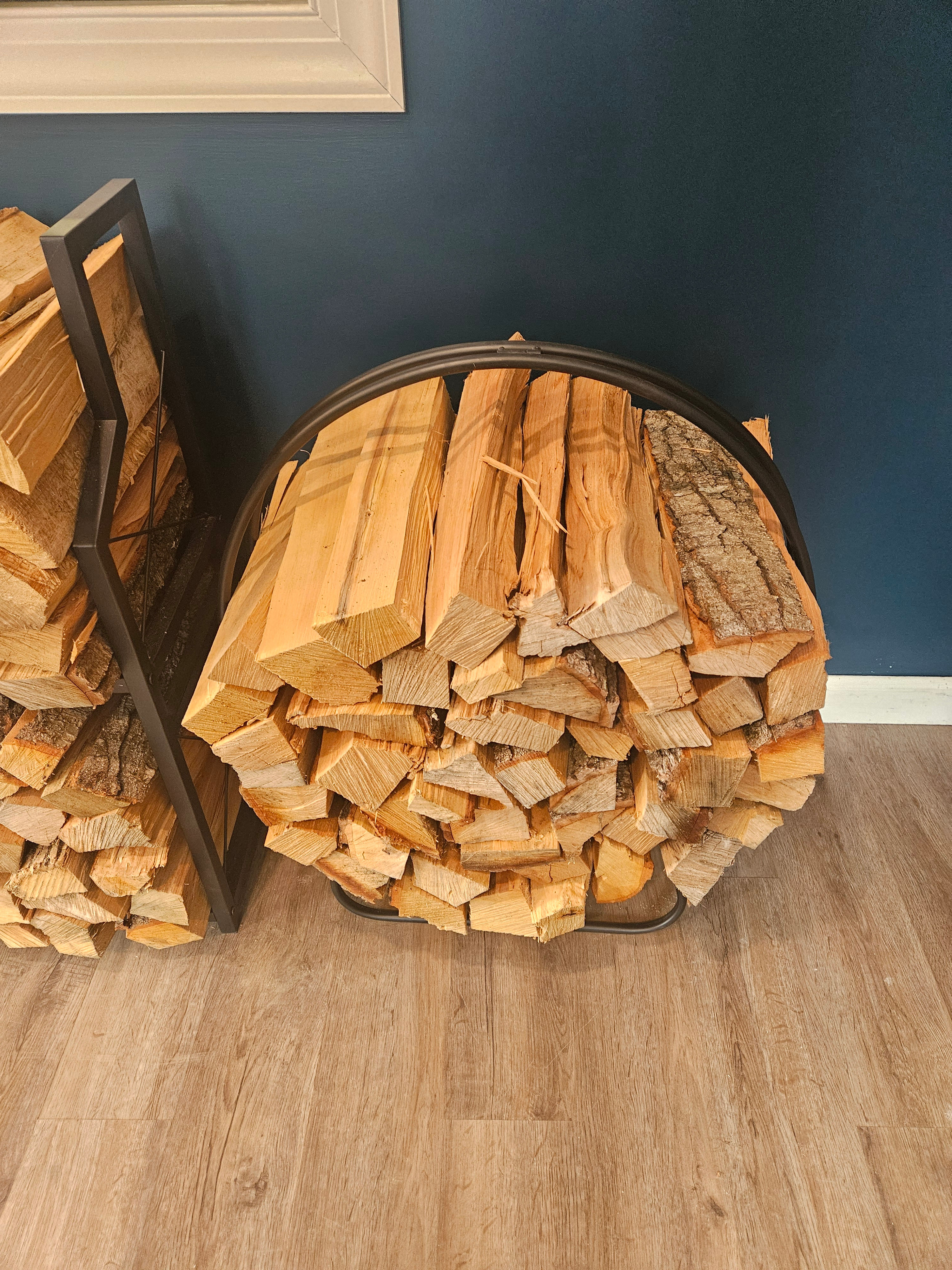 Indoor firewood rack with firewood included