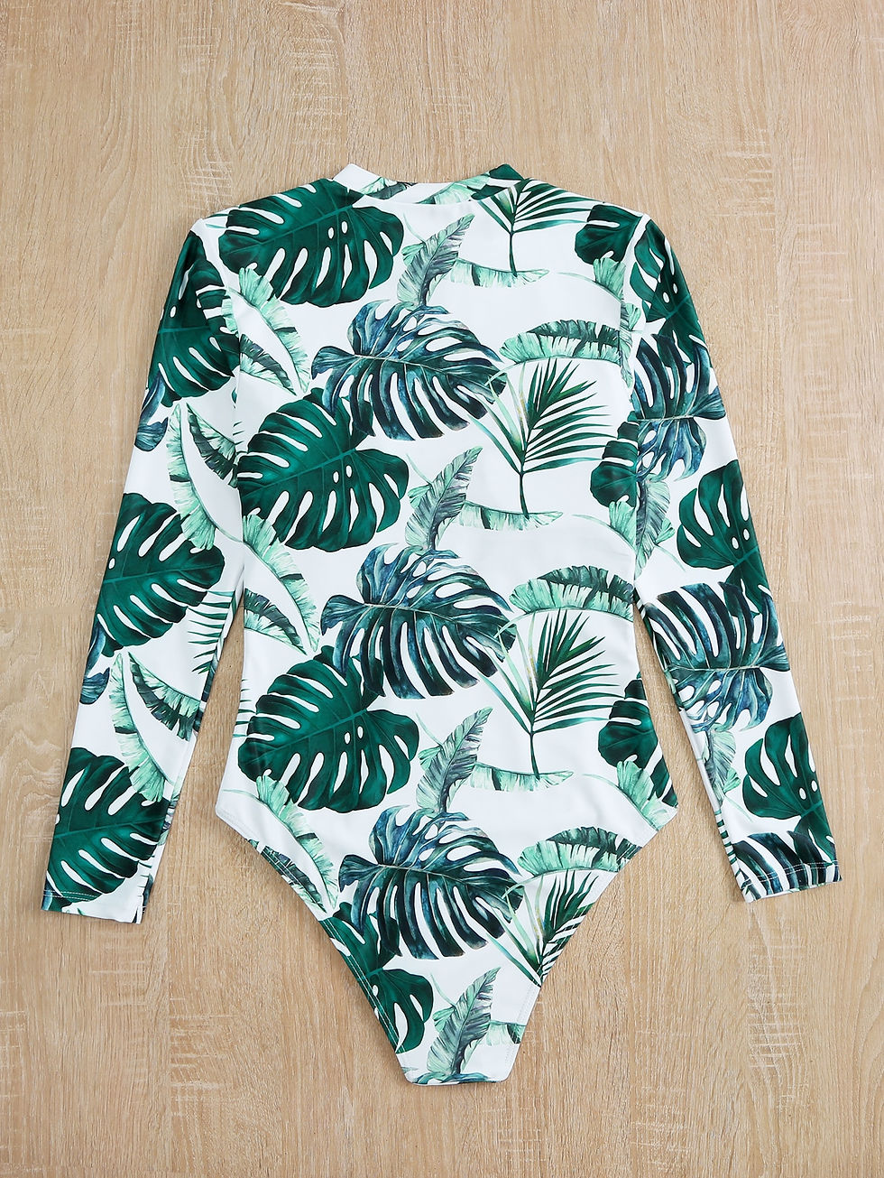 Miniatura: EMERY ROSE Plant Print Zipper One Piece Swimsuit