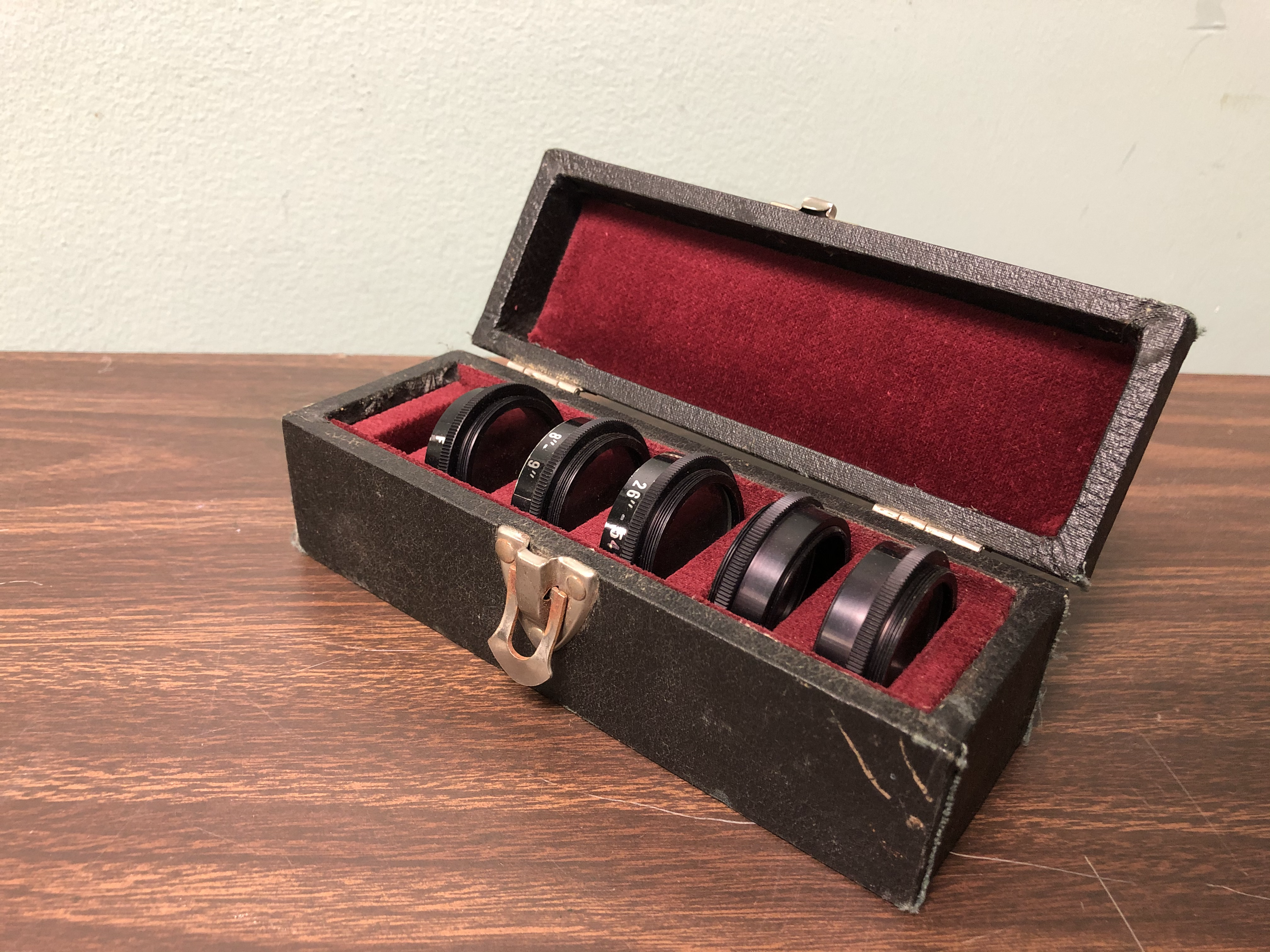 Camera lenses in clasp box
