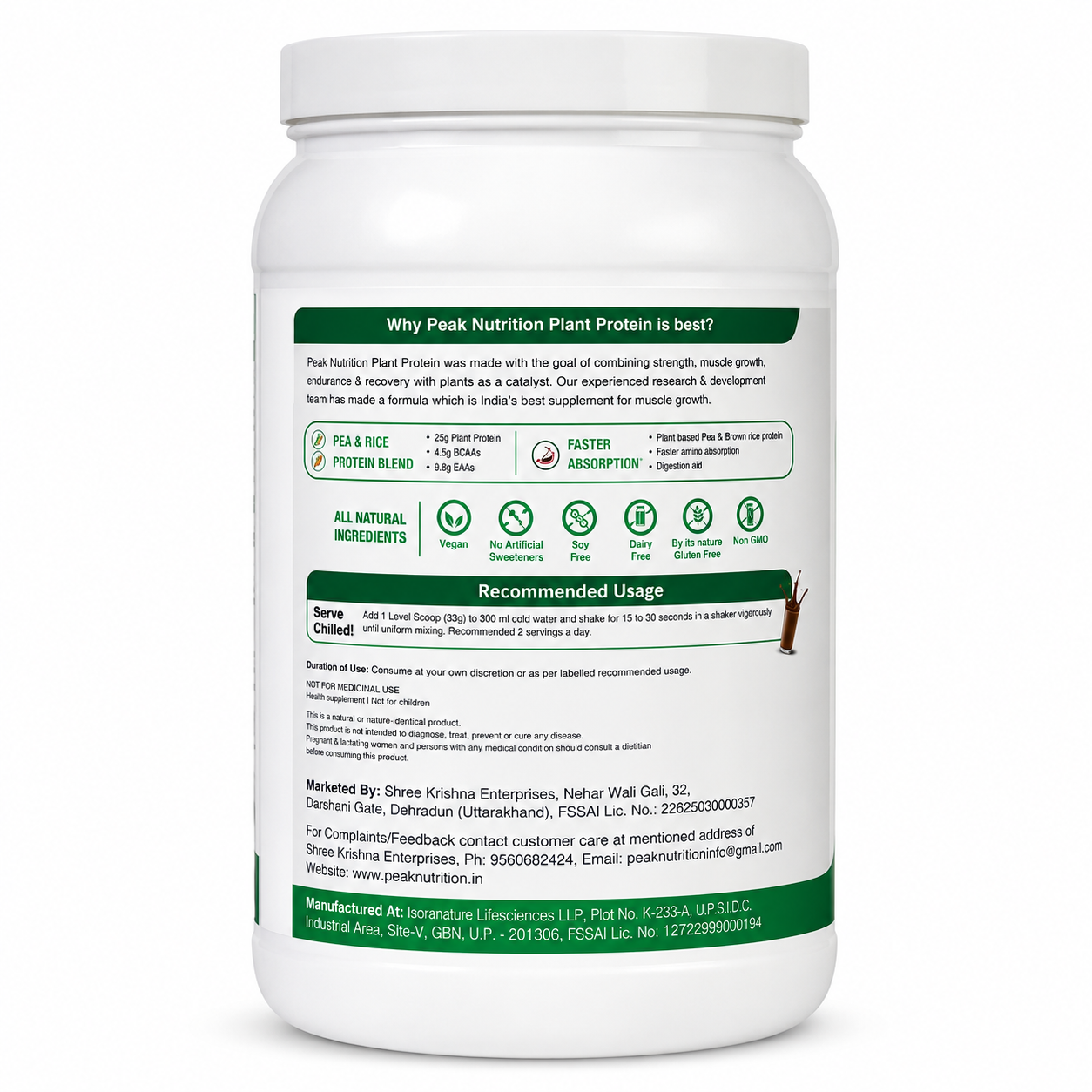 PEAK NUTRITION  PLANT PROTIEN 1KG view 2