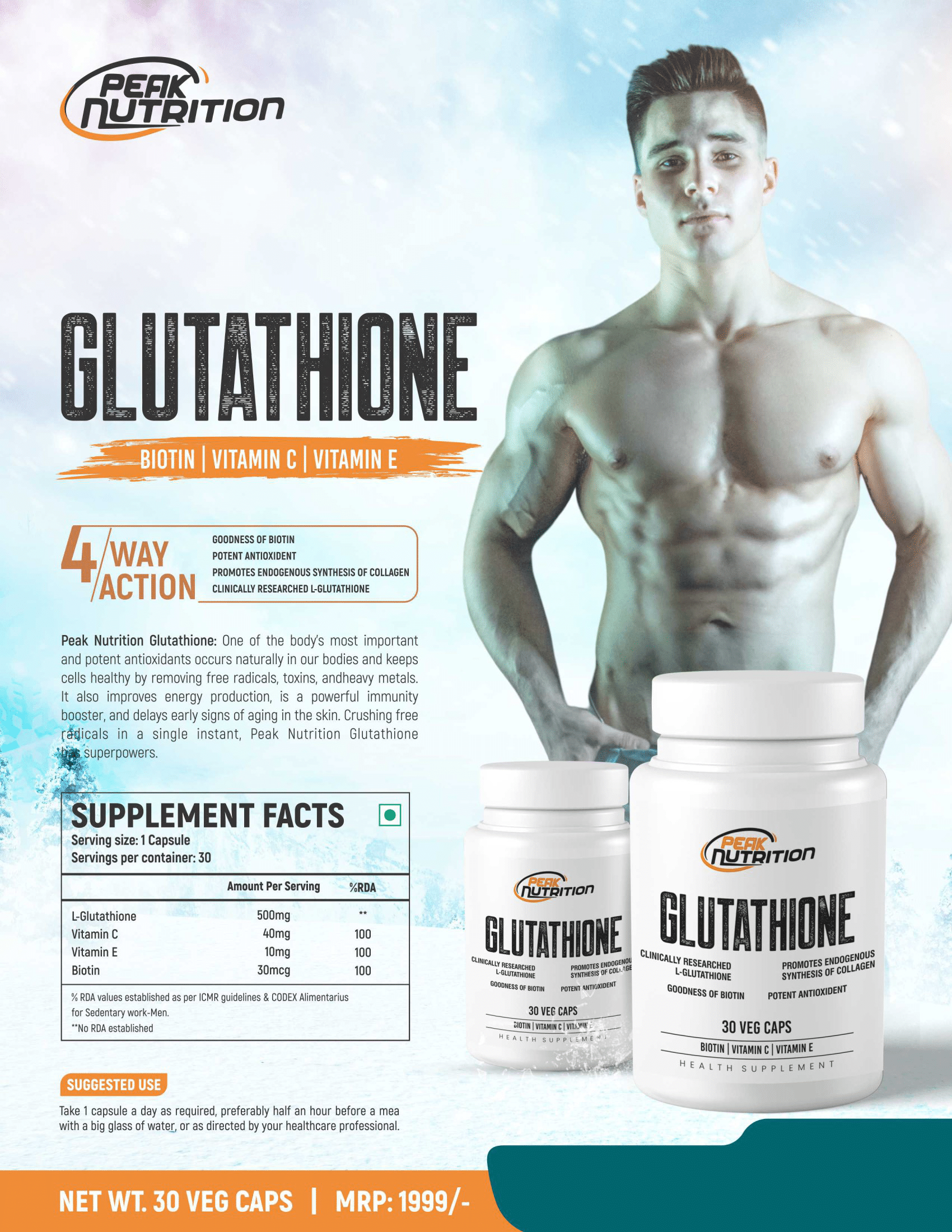 Peak Nutrition GLUTATHIONE 30 Caps view 2
