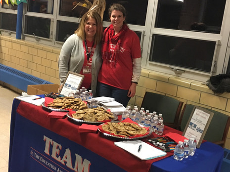 Allison Unger and Kimberly Bruno at Sussex Avenue School’s Literacy Night.