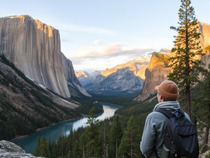 A pensive traveler in Yosemite