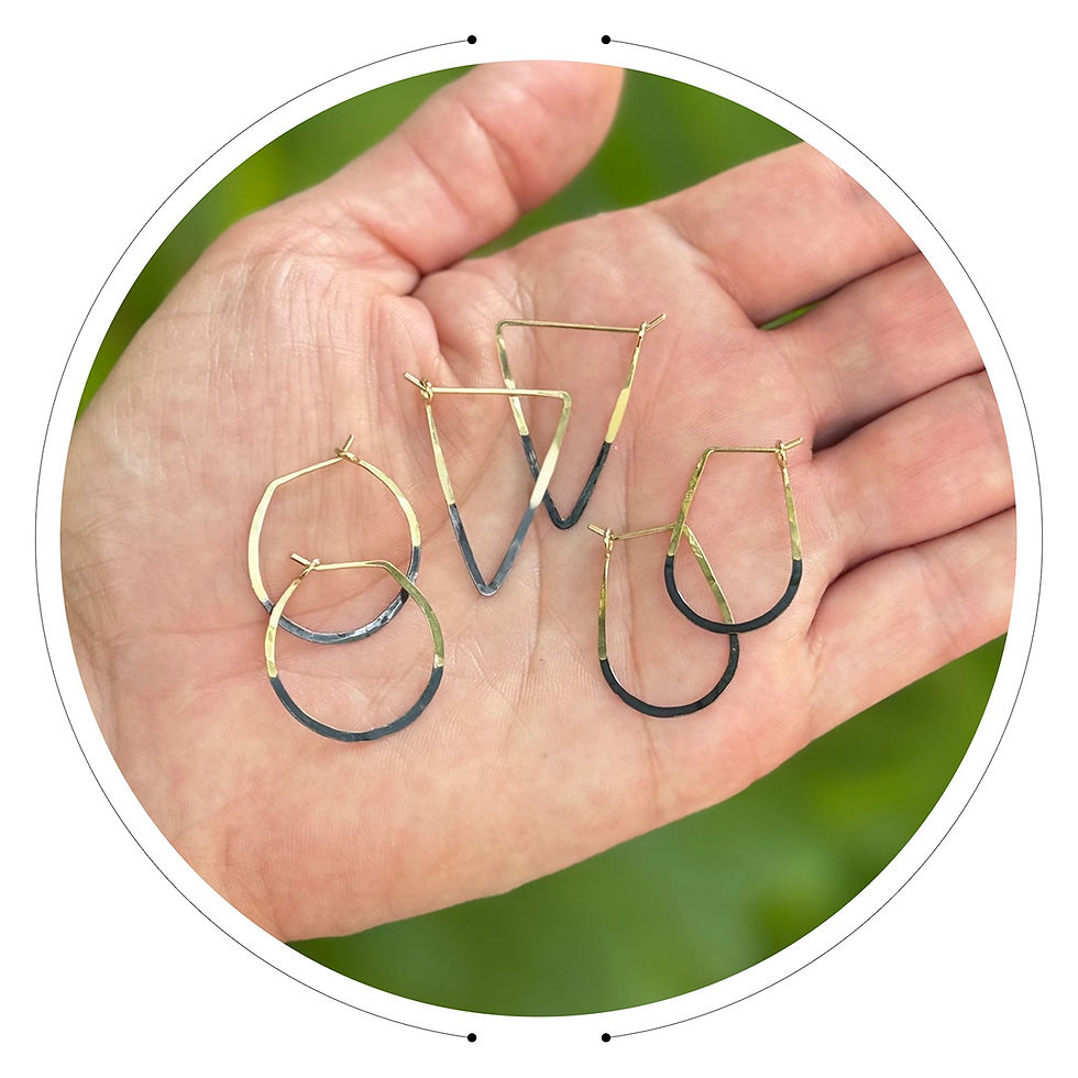 Thumbnail: Patina Dipped Hoops- Mini Triangles