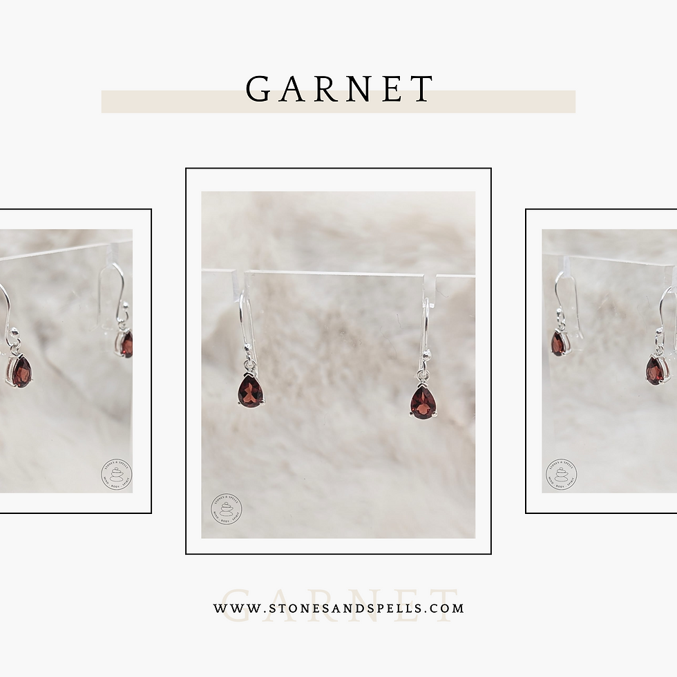 Garnet Pear Cut Drop Earrings