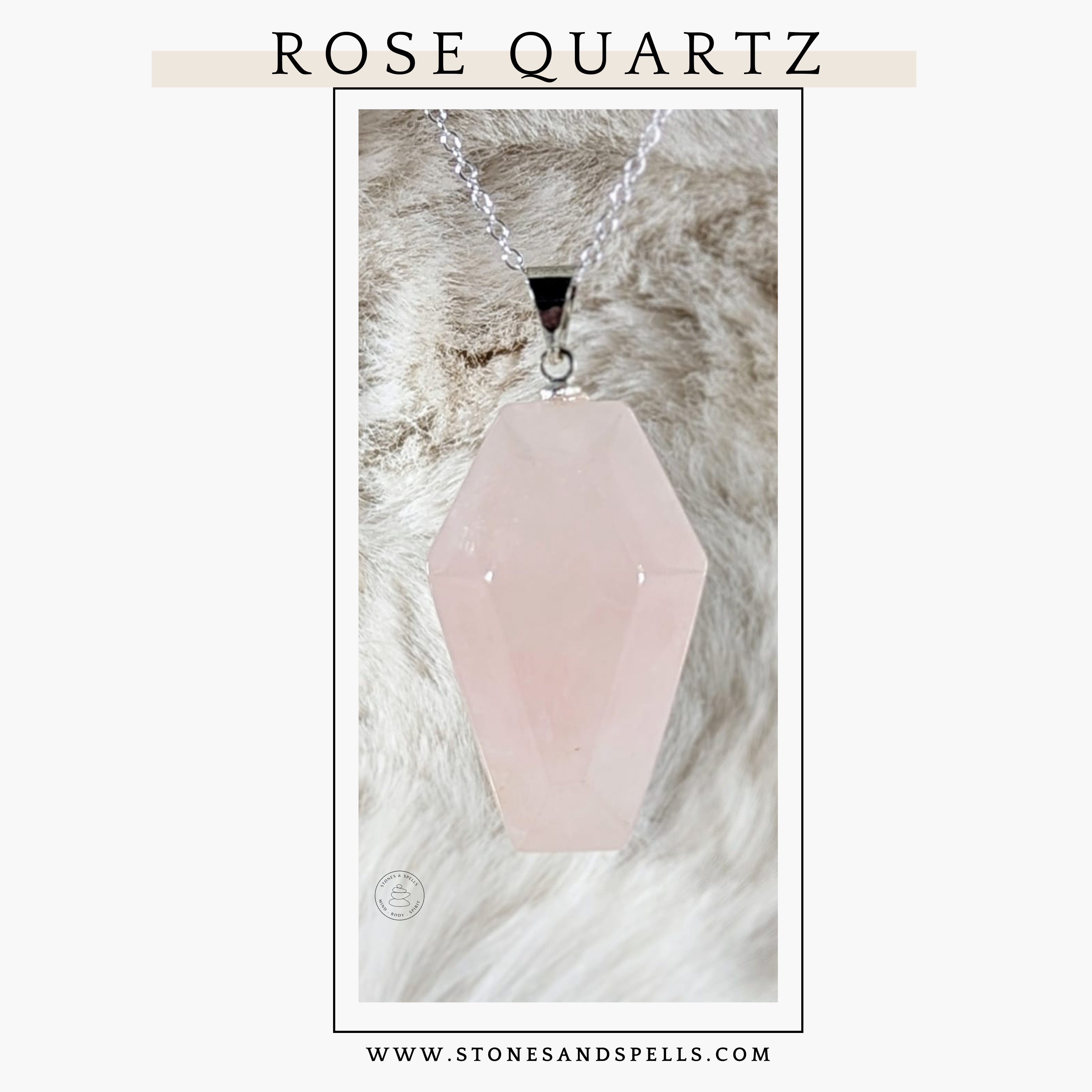 Rose Quartz Coffin Pendant